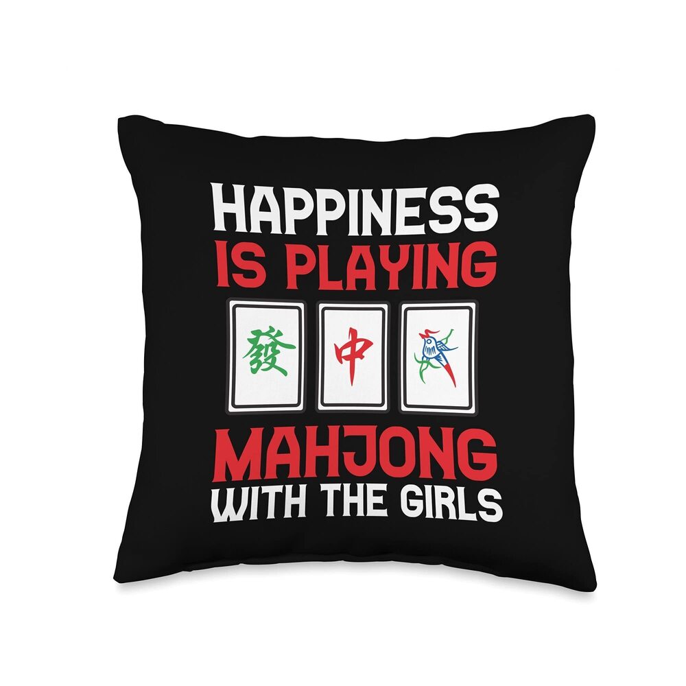 4287 Funny Mahjong Gift Cool Happiness Is Playing Mahjong Girls Throw